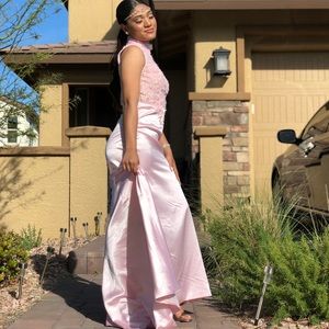 Pink Satin Custom Prom Dress